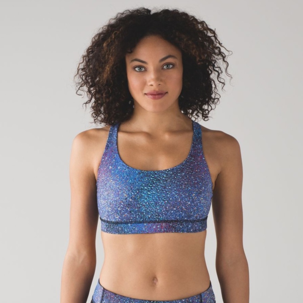 Lululemon Energy Bra  size 12  Multi  Colors Blue Black EUC